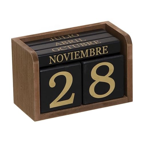 Calendario Perpetuo de Sobremesa Escritorio Manual Madera Natural Accesorio de Mesa Fecha de Mes Vintage Decorativo Cover