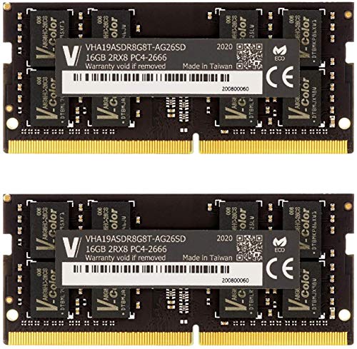 V-Color 32GB Kit (2 x16GB) Upgrade for Apple iMac DDR4 Non ECC 2666MHz (PC4-21300) 1.2V SO-DIMM (TN416G26D819K-VC)