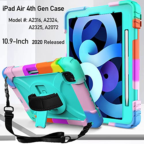 Ltrop Case For Ipad Air 5Th/4Th Generation 10.9 Inch(2022/2020),Ipad Air 5/4 Case, Ipad Pro 11 Case 2021/2020/2018,Pencil Holder/Swivel Stand/Shoulder Hand Strap Case For Ipad 10.9 & Pro 11, Aqua Teal #TOP6