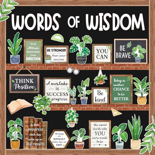 Mooliwe 57 Pcs Plant Bulletin Board Set Inspirational Flower Bulletin Board Decoration Positive...
