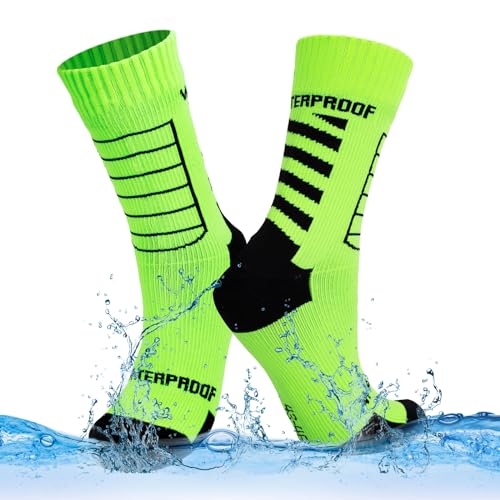 LEOSTEP Calcetines impermeables de 3 capas para senderismo, ciclismo, esquí, golf, correr, senderismo. Unisex Adulto, Verde, XL