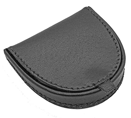 LIVAN - L089 - Porte-Monnaie Homme - Cuvette Demi Lune - Cuir véritable - Compact et Pratique - pour Poches Pantalon ou Veste (Demi Lune Noir)