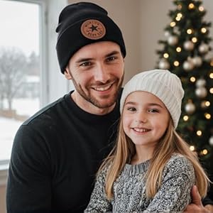 Worlds Best Dad Ever Beanie Black Winter Hat for Men Funny Gifts for Him from Daughter or Son