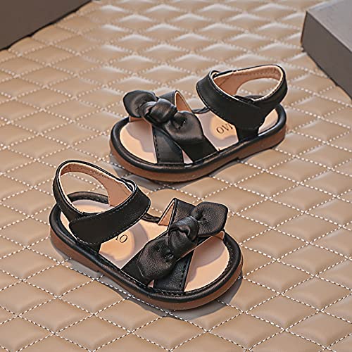 White Sandals for Girls Sandals Prewalker Shoes Beach Toddler Children Girls Baby Bowknot Summer Girl's Shoes (Black, 8.5 Toddler)4