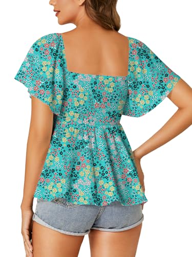 Image of LYANER Women's Square Neck Cute Peplum Top