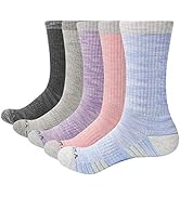 YUEDGE Women's Walking Hiking Socks 5 Pairs Anti Sweat Cushioned Athletic Crew Socks Boot Socks F...