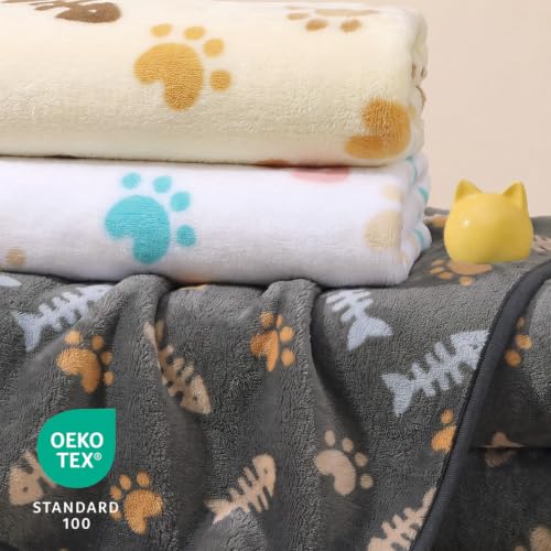 Image of Luciphia Dog Blanket 3 Pack, Soft Cozy Fleece Throw for Puppy Cat,23 inchx16 inch | Fuzzy Flannel Small Pet Blanket Washable, Cute Paw Print for Crate Car Bed. Puppy Essential,Cat Stuff Gifts,Small