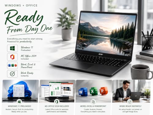 Image of Acer TravelLite TL05 Smart Laptop | AMD Ryzen 7 7730U | 16GB RAM | 512GB SSD | Radeon Graphics | 15.6 inch FHD | Windows 11 + MS Office 2024 Lifetime | 3 Years Warranty | Black