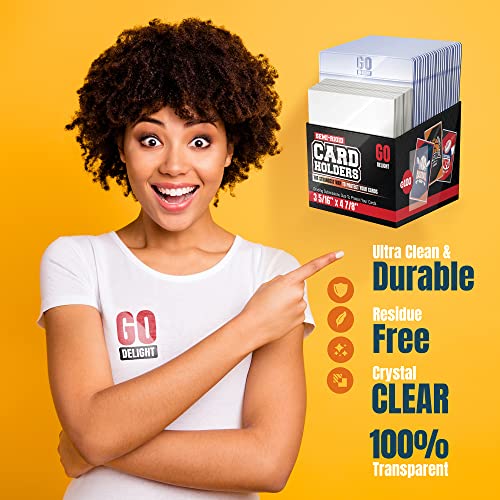 Semi Rigid Card Holders – 100 Card Holders For Trading Cards And 100 Penny Sleeves – Baseball Card Protectors - Baseball Card Sleeves -3-5/16" X 4-7/8" Including 1/2" Lip - Sports Cards Sleeves #TOP2