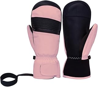 Guantes de Snowboard de Invierno, Resistentes Al Viento y Cálidos, para Exteriores, Guantes de Esquí Impermeables con Pantalla Táctil, Color Rosa