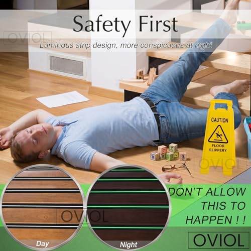 Image of OVIOL Anti Slip Tape for Stairs (2 Inch x 16.4 Ft) Waterproof Heavy Duty Glow in The Dark Anti Skid Tread Strip for Indoor & Outdoor Granite Steps