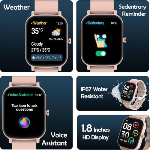 Image of sekyo 'Spark' Kids Smart Watch | Activity Tracker, Games, Class Mode, Parent Control App, Good Habit App, Waterproof, Alarm, Calculator, Calendar, Flashlight, Stopwatch (Pink)