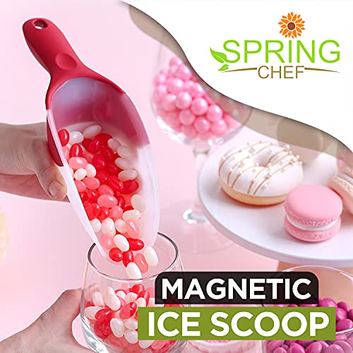 Image of Spring Chef Magnetic Ice Scoop for Freezer, BPA-Free Food Scooper, Red