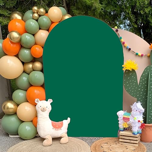 FOTSHARER Spandex Arch Cover 7.2FT Wedding Arch Backdrop Cover Green Spandex Fitted Arch Cover for Metal Arches Chiara Backdrop Cover for Arch Stand Wedding Arch Covers for Baby Showers Decorations by FOTSHARER - Used condition - Image 3