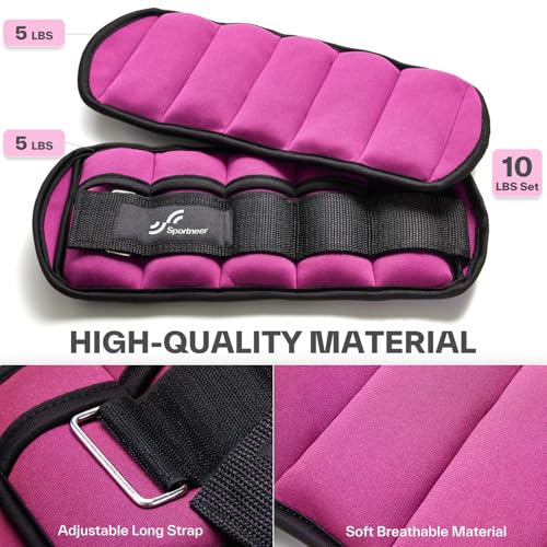 Image of Sportneer Adjustable Ankle Weight, 0.9-4.5kg Adjustable Ankle Weight Arm Wrist Leg Weight Straps for Women Men Kids, Weighted Ankle Weights Set for Gym, Fitness, Workout | 2.3kg Each,4.5kg Pair