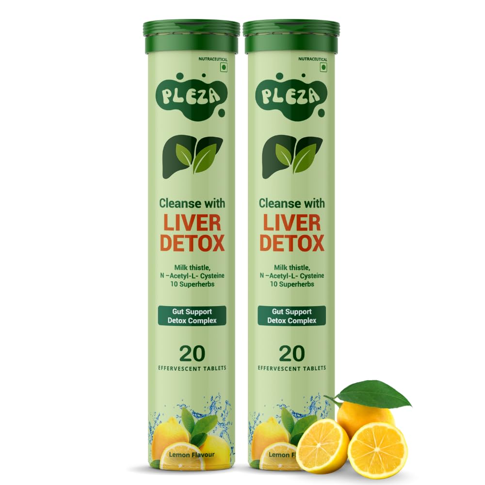Pleza Liver Detox Plant based Supplement | 250mg Milk Thistle, 600mg NAC, 10 Superherbs with Vit C | Toxins Flush | No Added Sugar | Delicious | Beginner Pack | 40 Effervescent Tablets-image-45