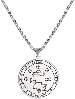 Seal of Archangel Azrael Sigil Necklace Stainless Steel Magic Amulet Necklace Talisman Symbol Necklace Pendant Jewelry Gift for Men Women
