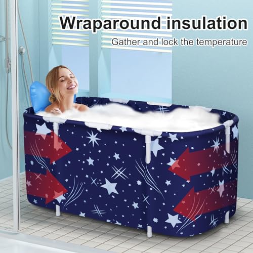 Sinbide 125x55x54cm Badewanne, Tragbare und Faltbare Geeignet für Erwachsene, Große Familien Badewanne für SPA, Movable Wanne mit 2 Ablauflöchern Mit 2.0 verdicktem Rohr