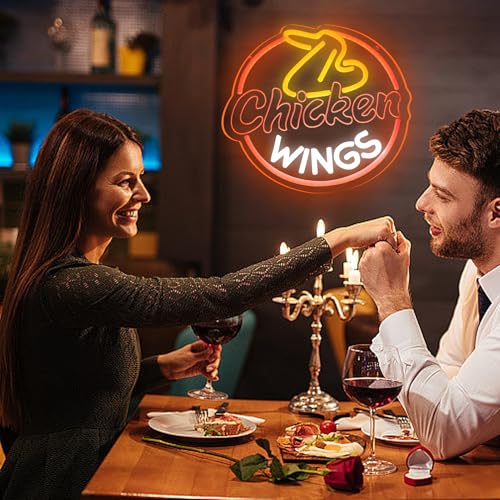 Image of Chicken Wings Neon Sign Fried Chicken Wings Led Sign Wings Led Light Restaurant Light Canteen Fast Food Decor