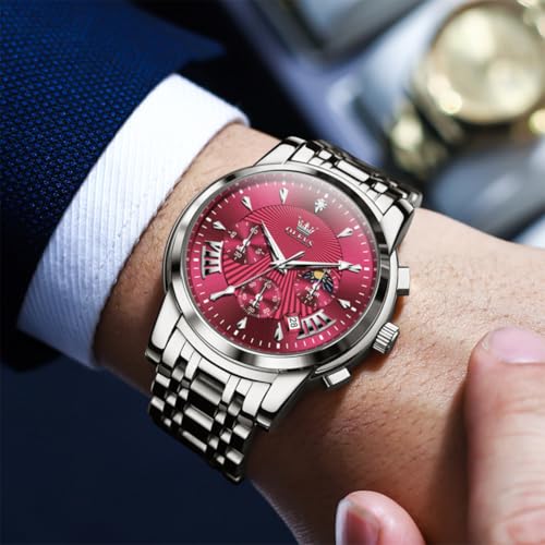 Image of OLEVS Watches for Men Dress Chronograph Luxury Stainless Steel Big Face