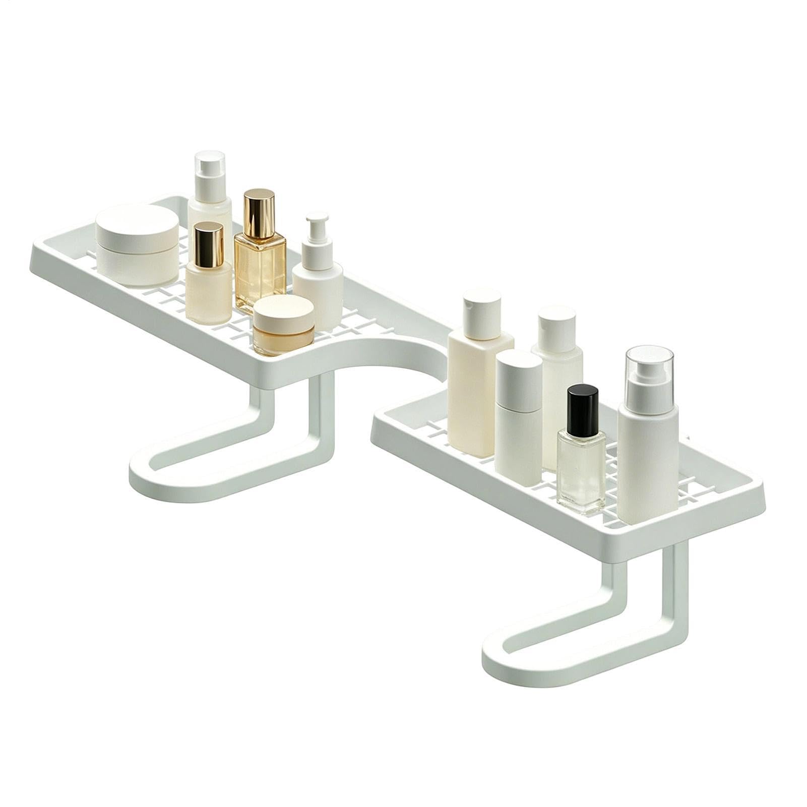 Generico Scaffale per lavello senza foratura, scaffale per rubinetto sopra il lavello, drenaggio facile, organizer da appoggio salvaspazios per cucina e bagno, 50x11x10 cm