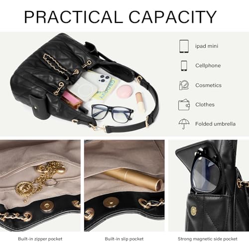 Bolso tote acolchado de cuero para mujer con correa ajustable miniatura 4