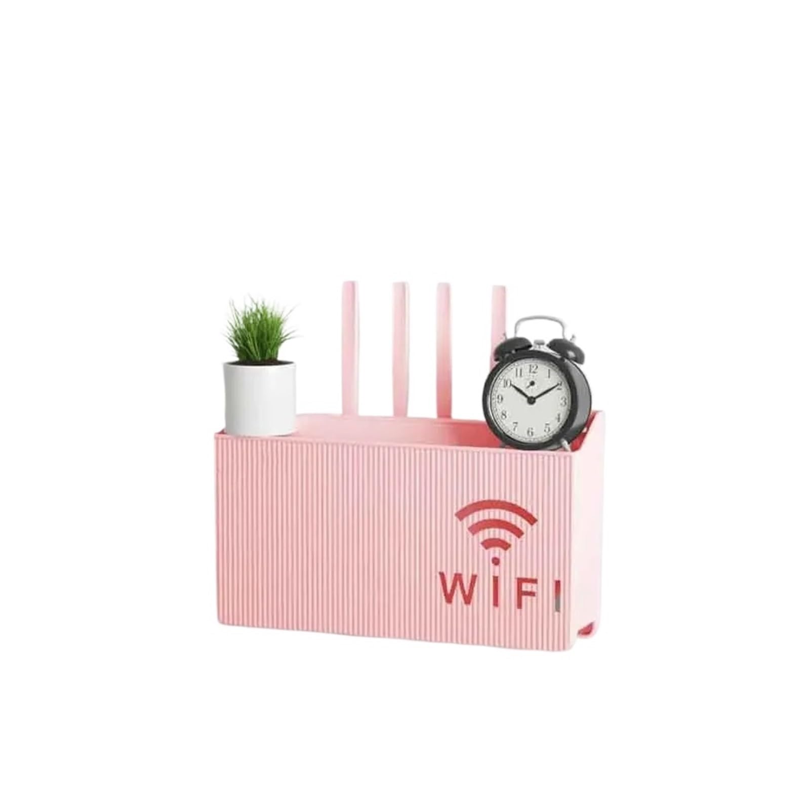 WiFi Router Storage Box Bins Wall Mounted Router Box Office Media Decor Console WiFi Wireless Storage Boxes Bracket Hangings Shelf(Pink)