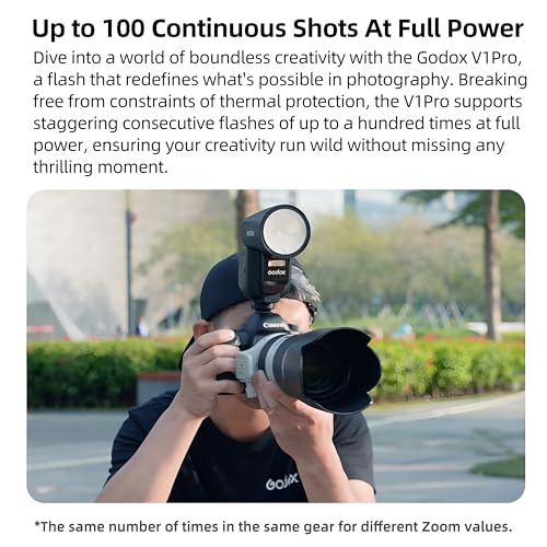 Image of Godox V1 V1Pro C Round Head Flash Canon Camera TTL Speedlight, 1 /8000 HSS 500 Full Power Flashes, 1.3s Recycle Time, 2.4G Wireless for Canon EOS Cameras (Godox V1Pro-C Without SU-1)