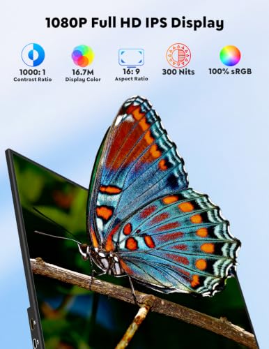 Image of 15.6 inch Portable Monitor with Adjustable Stand, Smart Cover, 1080P IPS Screen