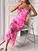 LIGHT DOT Women's Maxi Mesh Dress Spaghetti Strap Bodycon Floral Ruched Cami Long (Fuchsia,S)