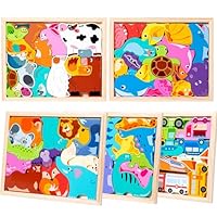 Amazon.co.jp: Shinse 木製パズル 4種類シリーズ 型はめパズル 形