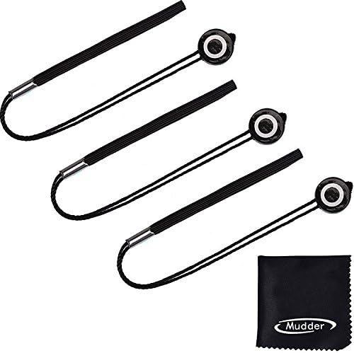 Mudder 3 Pack Lens Cap Keeper Holder with Cleaning Cloth and Black Velvet Bag Compatible with Canon/Nikon/Sony/Panasonic/Fujifilm Camera