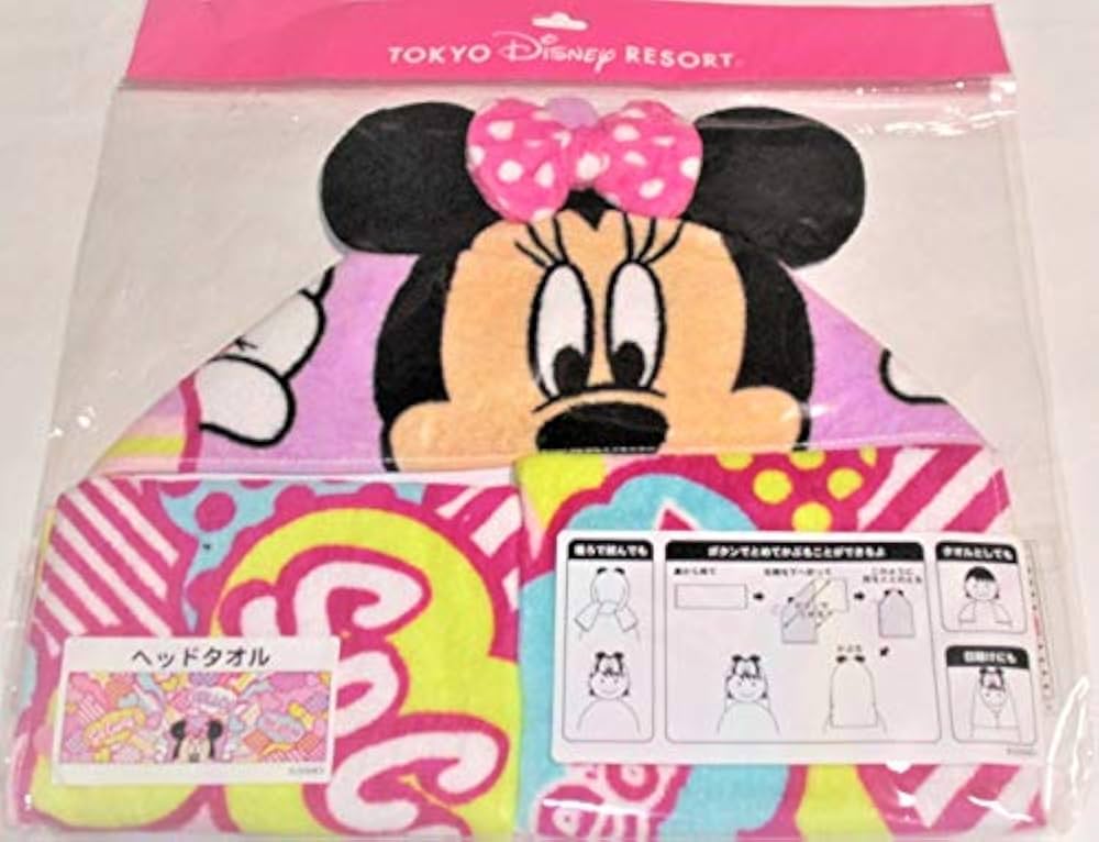 Amazon｜ミニーマウス フェイスタオル ヘッドタオル 耳付き