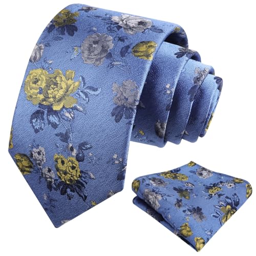 Image of Alizeal Mens 3.15'' Colorful Flower Pattern and handkerchief Necktie Set