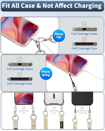 Image of VVAAGG Cell Phone Lanyard for iPhone: Adjustable Phone Strap Crossbody Neck and Wrist Strap Anti-Theft Lanyard Travel Essential Compatible for iPhone Android Smartphones Khaki