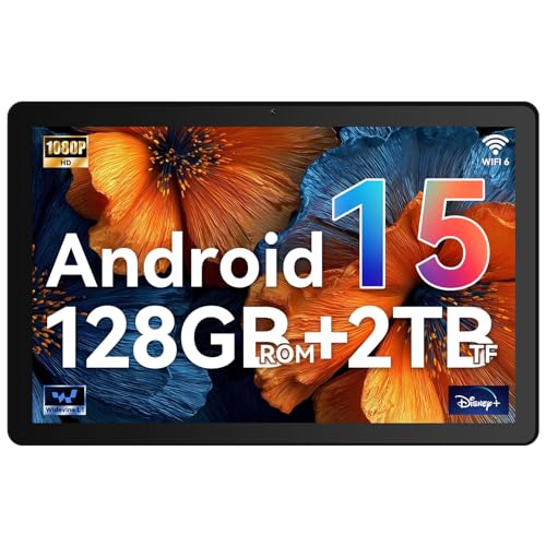 Tablet, 10 inch tablet Android 15 with Octa-core Processor, 30GB+128GB+1TB Expand, 6200mAh, 15W Fast Charge, 1280x800 HD IPS Screen, WiFi 6, BT 5.4, Dual Camera, Widevine L1 support, GMS Certified
