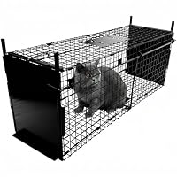Thealyn Tierkäfig Falle 80 X 33 X 27 cm Doppeltür Tierkäfig Falle Metall Falle Käfig Humane Lebendtierfalle für Kaninchen, streunende Katze, Eichhörnchen, Waschbär, Maulwurf, Gopher, Opossum