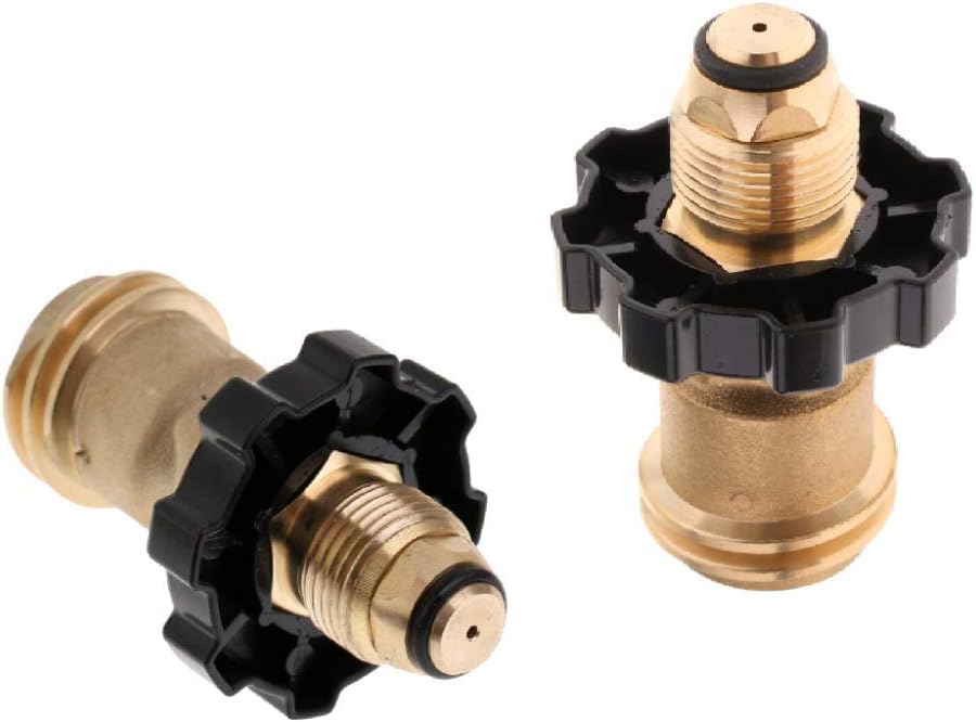 2PCS Universal Propane Tank Adapter for Old POL Thread to QCC1 Thread Solid Brass Connector with Hand Wheel