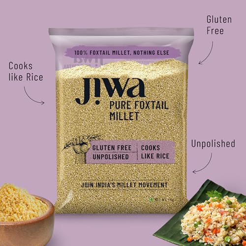 Image of Jiwa Pure Foxtail Millet | 1 Kg | Unpolished | Cooks In 15 Minutes | Positive Millet | Kangani Seeds | Ancient Grain | Low GI | Gluten Free