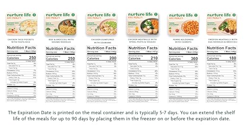 Image of Nurture Life Kids Meals, Healthy Toddler, Kid & Baby Food 6 Meal Variety Pack, Chicken Meatballs & Pasta, Taco Pockets, Freshly Made Organic Focus, Ready to Eat Meals & Snacks, Refrigerated Delivery