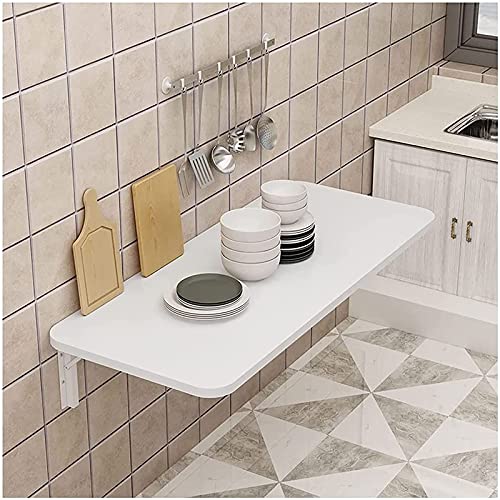 Bureau flottant rabattable pour petits espaces encombrés en bois blanc - 2
