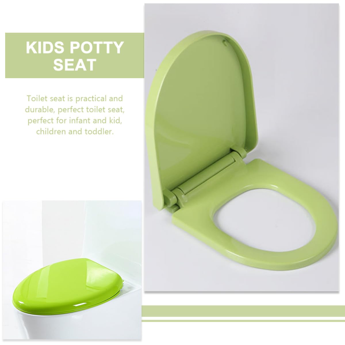 Asiento y Pp Material Color de Fácil Claro Verde Sanitario Inodoro Instalar para Niños Pequeños Adecuado para Entrenamiento y Viajes