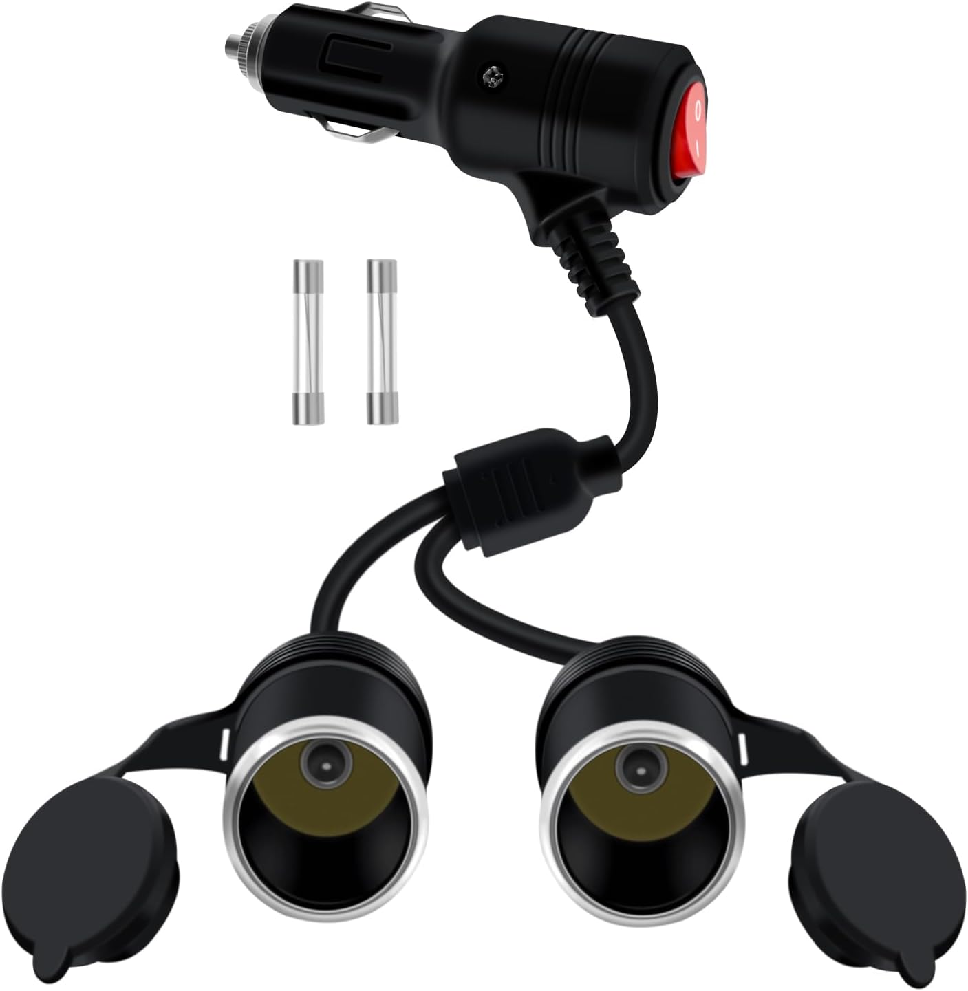 12-24V Dual Cigarette Lighter Socket Splitter Power Adaptor