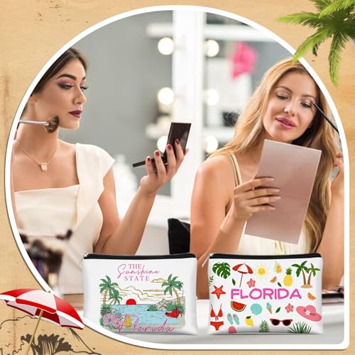 4 Pcs Florida Makeup Bag,Florida Souvenirs and Gift,Travel Vacation Cosmetic Zipper Bag for Her,Mom,Sisters,Friends and Teachers 6