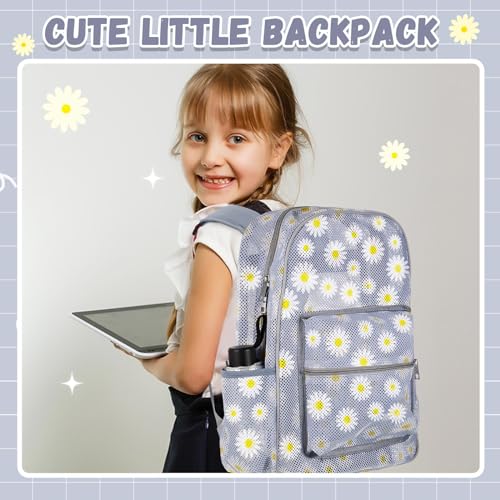 Image of Silkfly 3 Pcs Mesh Backpack Set, Heavy Duty Semi-transparent Bookbag with Lunch Bag Pencil Case for Travel, Beach, Sports