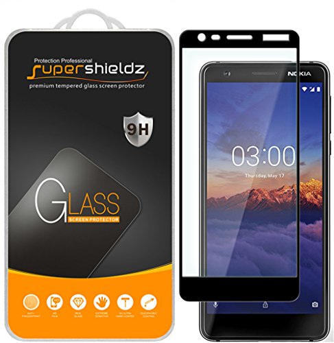 (2 Pack) Supershieldz Designed for Nokia 3.1 Tempered Glass Screen Protector, (Full Screen Coverage) Anti Scratch, Bubble Free (Black)
