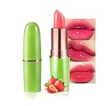 BINGBRUSH Aloe vera Color Changing Lipstick,Moisturizer Long Lasting Lip Care Magic Lip Gloss,Makeup Lipstick Set (1pc 02Strawberry, A-1pc)