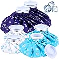 Fabbay 6 Pack Reusable Ice Pack for Injuries, Refillable Water Bag for Hot and Cold with Elastic Breathable Bag, 3 Sizes 11 9 6, for Knee Leg Pain Relief Headaches, Blue
