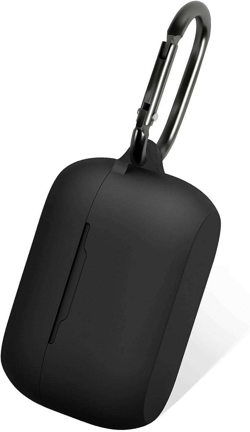 Silicone Case for Jabra Elite 75t & Jabra Elite Active 75t, Soft and Flexible, Scratch/Shock Resistant Cover with Carabiner for Jabra 75t Earbuds (Elite 75t, Black)