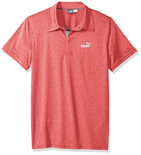 PUMA Big Boys' Polo Shirt, High Risk Red Heather, Medium (10/12)